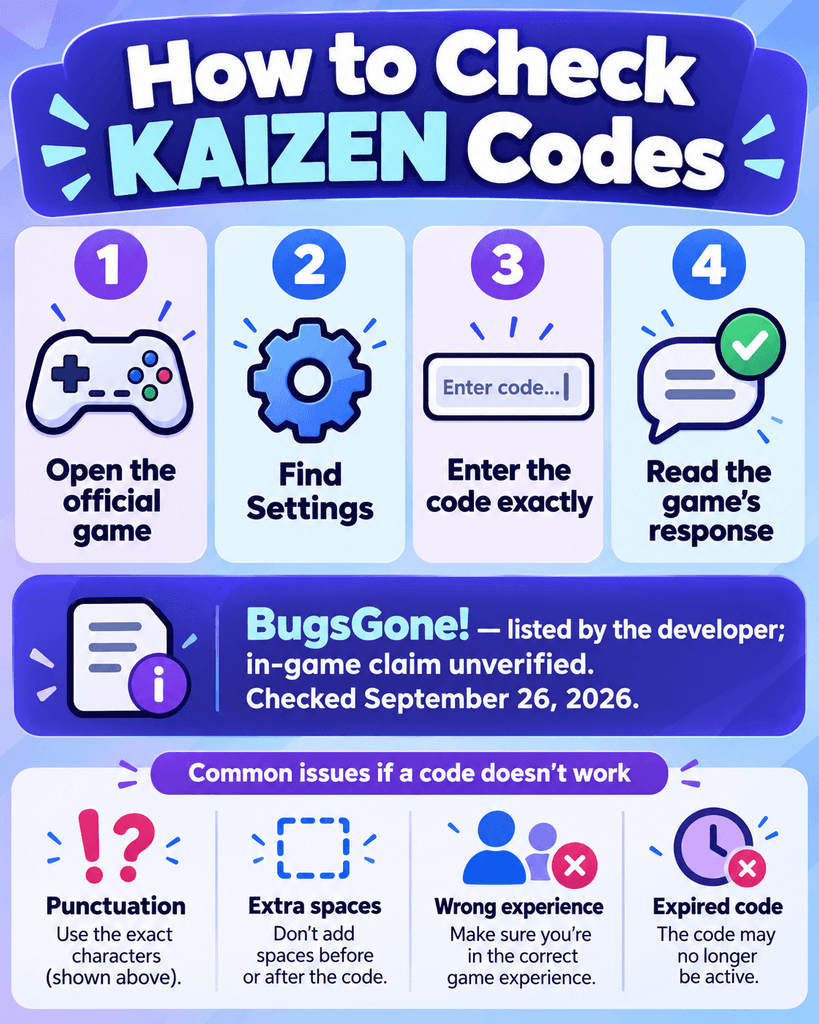 KAIZEN Codes: Active Spins, Resets, and Rewards