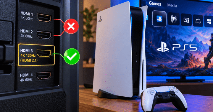 PlayStation 5 connected to HDMI 2.1 gaming TV